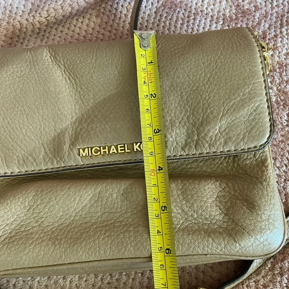 Michael Kors Bedford Double Gusset Large Crossbody Bag,  Soft Pink Tan & Gold